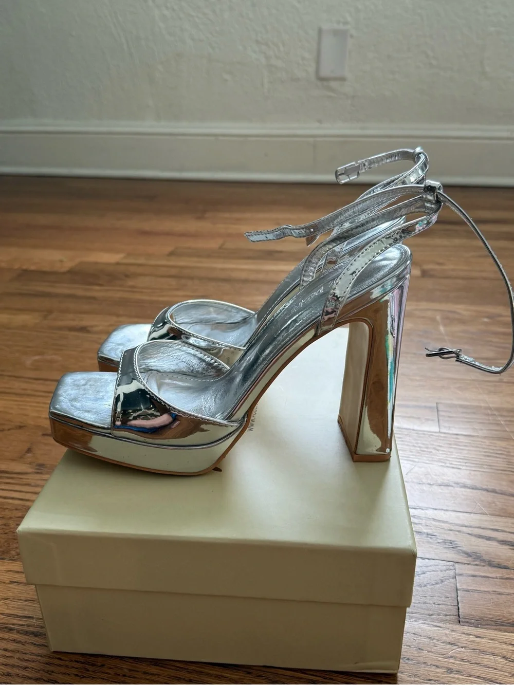 Silver Mirror Platform Heels
